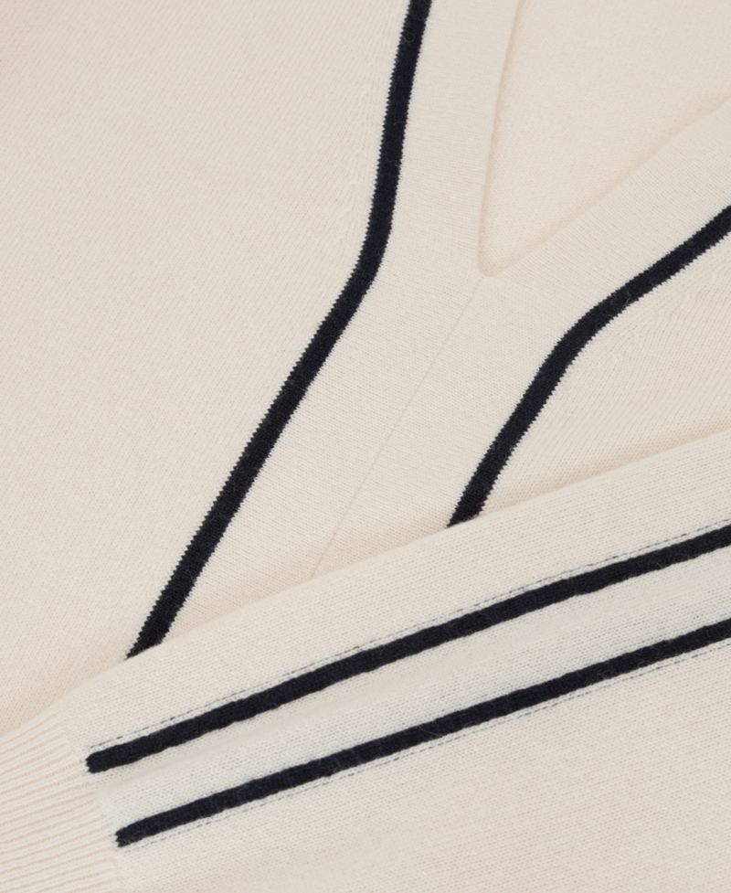 Women's Mila Wool-Blend with Cashmere V-Neck Stripe-Detail Sweater