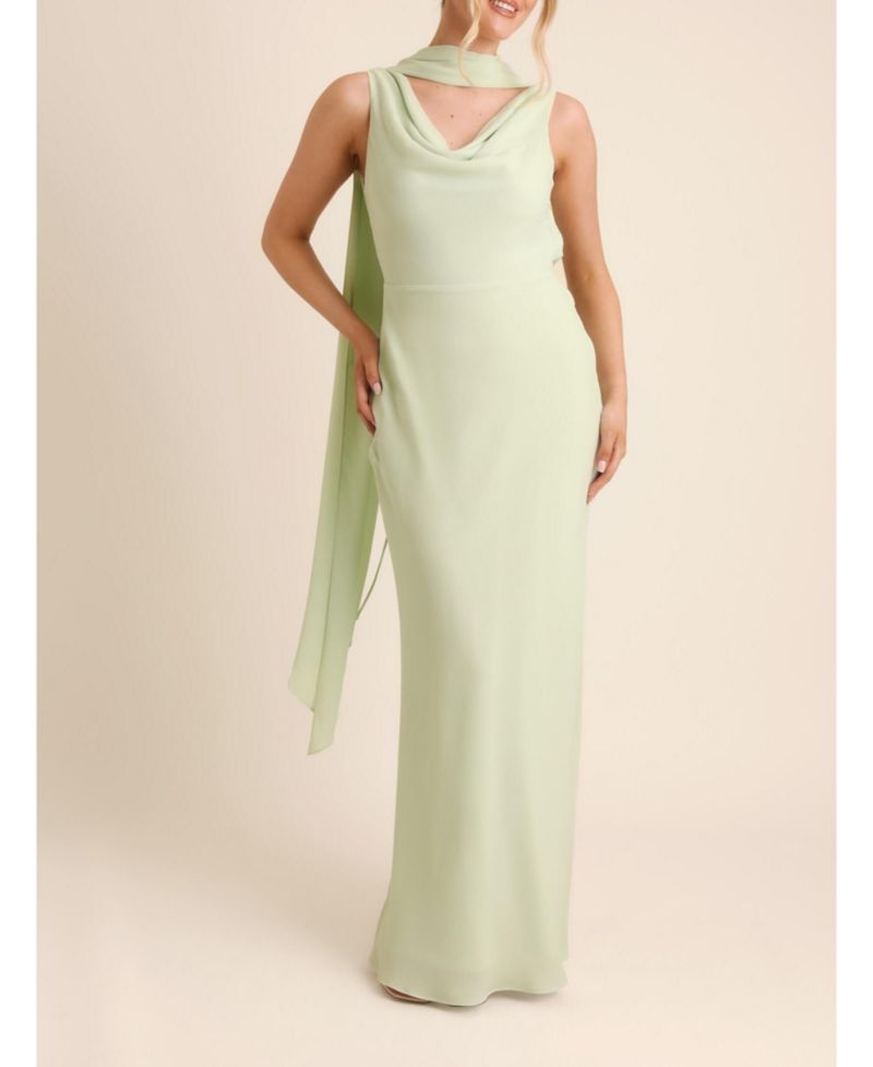 Women's Plunge Cowl Chiffon Bridesmaid Dress