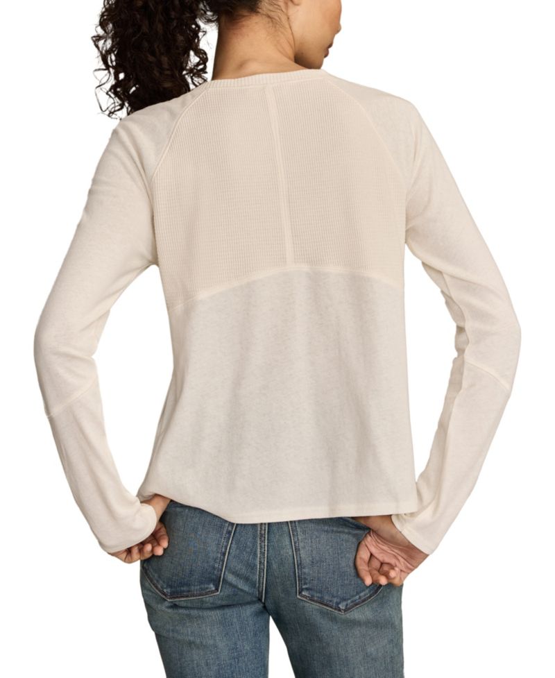 Women's Waffle Mix V-Neck Top