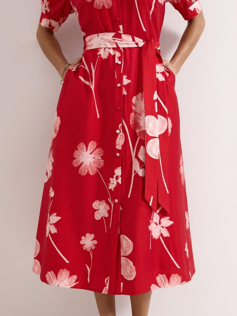 Women's Delphine Belted Midi Shirt Dress