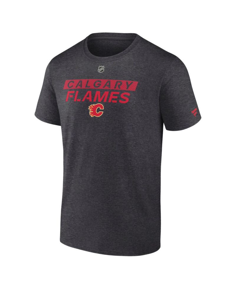 Men's Heather Charcoal Calgary Flames Authentic Pro Core Primary T-Shirt