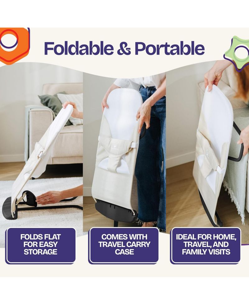 Kids Portable 2 in 1 Bouncer – Versatile Bouncer Chair Bouncer with Ergonomic Support to Use, Oatmeal