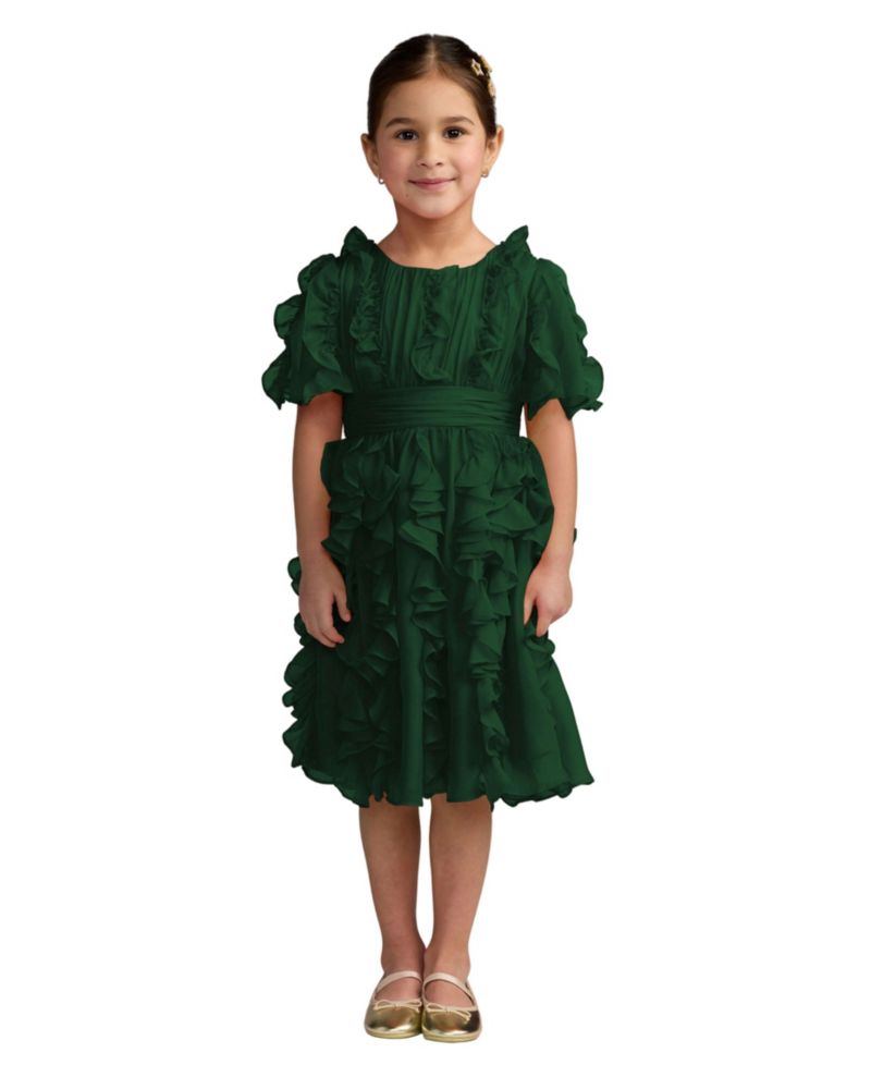 Little Girls High-Neck Ruffle Chiffon Dress