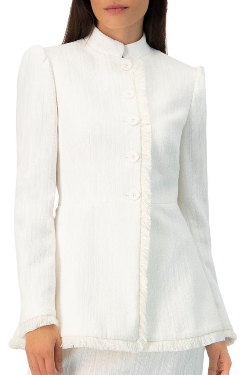 Women's Buttoned Blazer with Fringe Detail