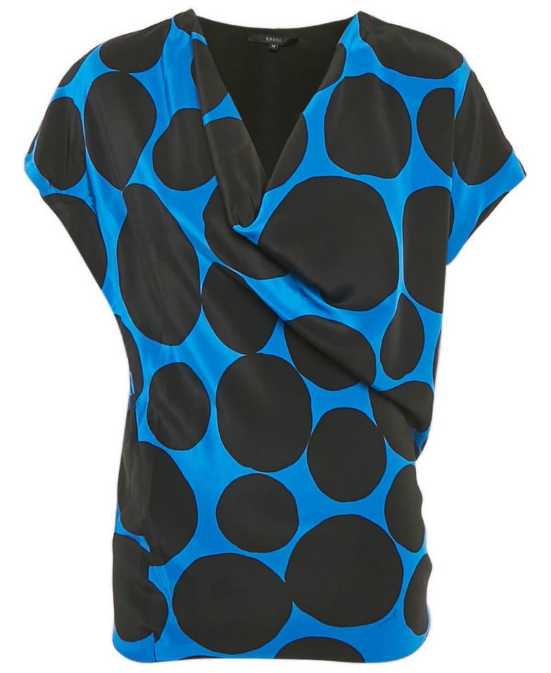 Women's Polka Dots Silk Cowl Neck