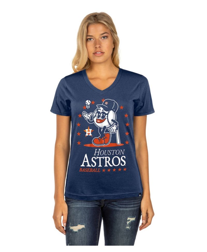 Women's Navy Houston Astros Little Miss 2 V-Neck T-Shirt