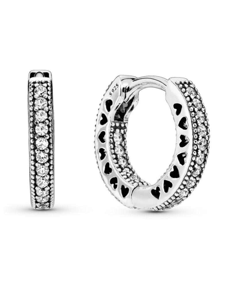 Pave Heart Hoop Earrings