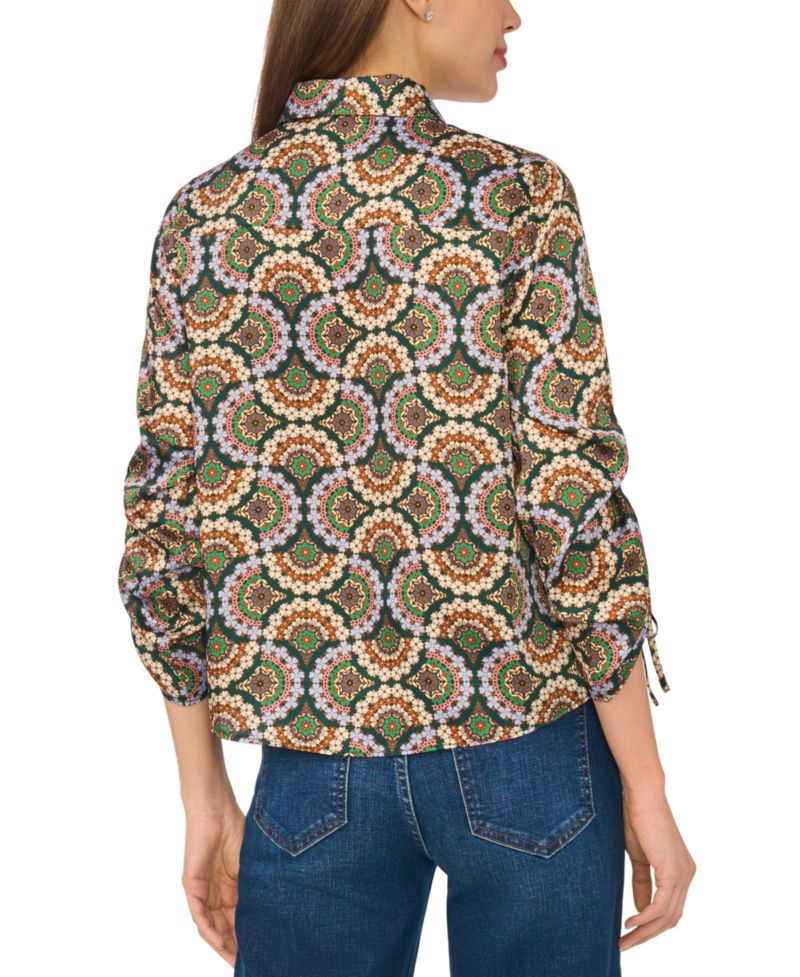 Women's Ruched Tie 3/4-Length Sleeve Shirt
