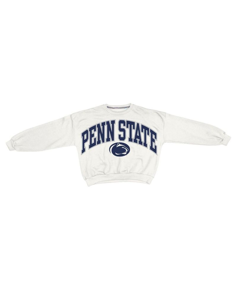 Women's White Penn State Nittany Lions Oversized Janice Waist-Length Sweatshirt