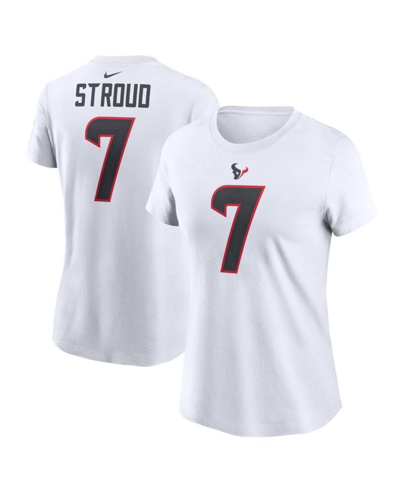 Women's C.J. Stroud White Houston Texans Player Name & Number T-Shirt