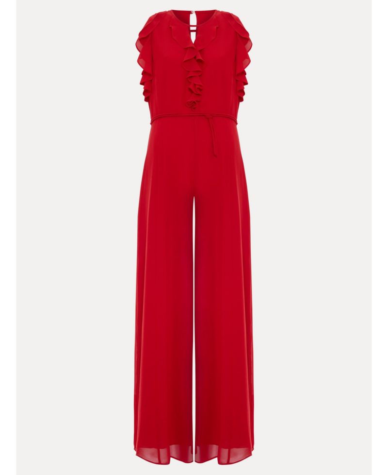 Women's Front Wide Leg Jumpsuit Cinched Waist