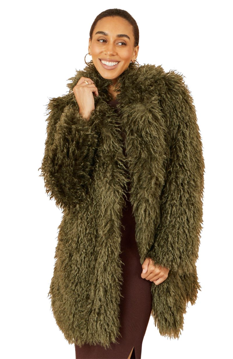 Women's Luxe Long Hair Faux Fur Coat
