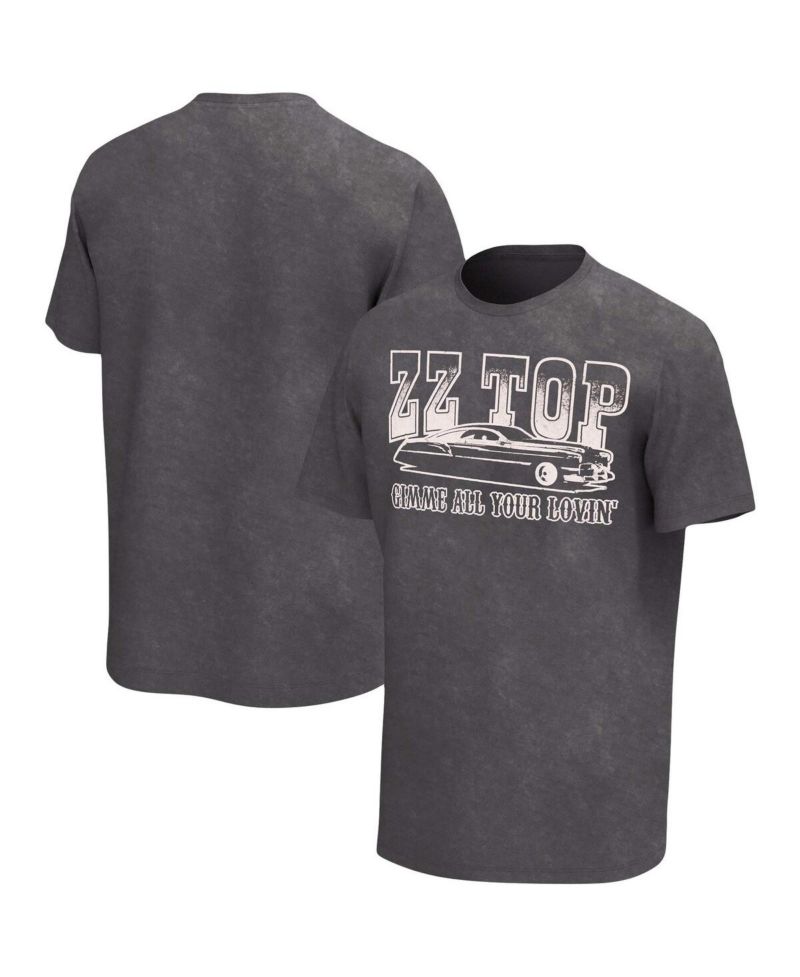 Men's Charcoal Distressed ZZ Top Gimme All Your Lovin' Washed Graphic T-shirt