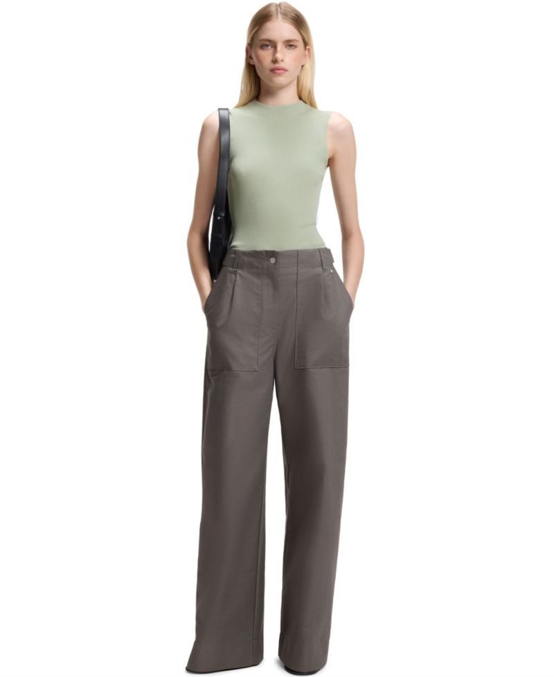 BOSS by Women's Feskies Ribbed-Knit Mock-Neck Sleeveless Top