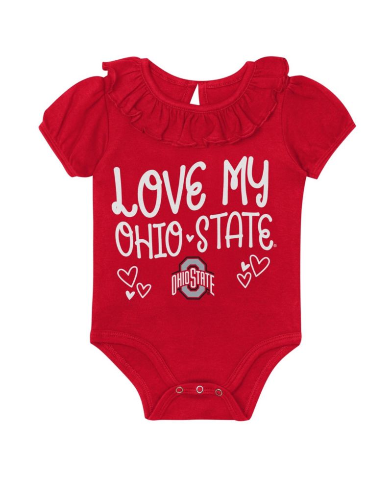 Baby Boys and Girls Scarlet/Gray Ohio State Buckeyes Two-Pack Playtime Ruffle Bodysuit Set
