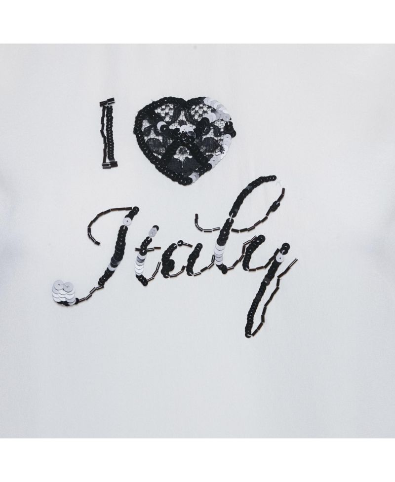 Women's Cream I Love Italy Silk Top