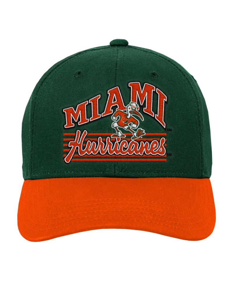 Big Boys and Girls Green/Orange Miami Hurricanes Dad Unstructured Adjustable Hat