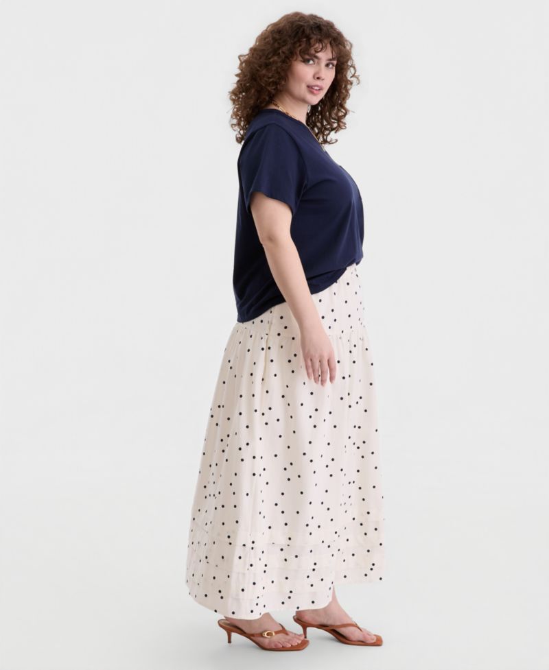 Trendy Plus Size Dot Print Maxi Skirt