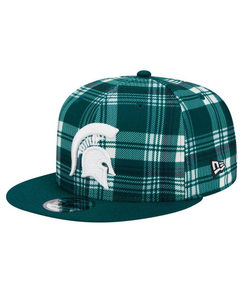 Men's Green Michigan State Spartans Plaid 9FIFTY Snapback Hat