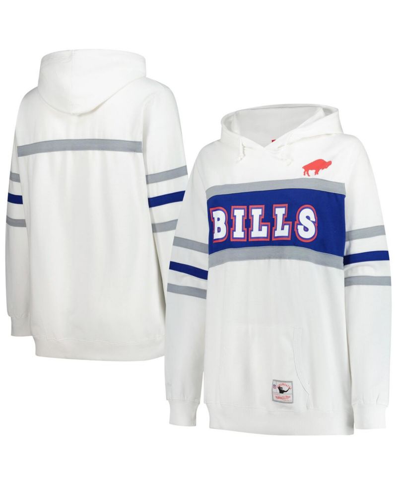 Women's White Buffalo Bills Plus Size Head Coach Throwback Pullover Hoodie