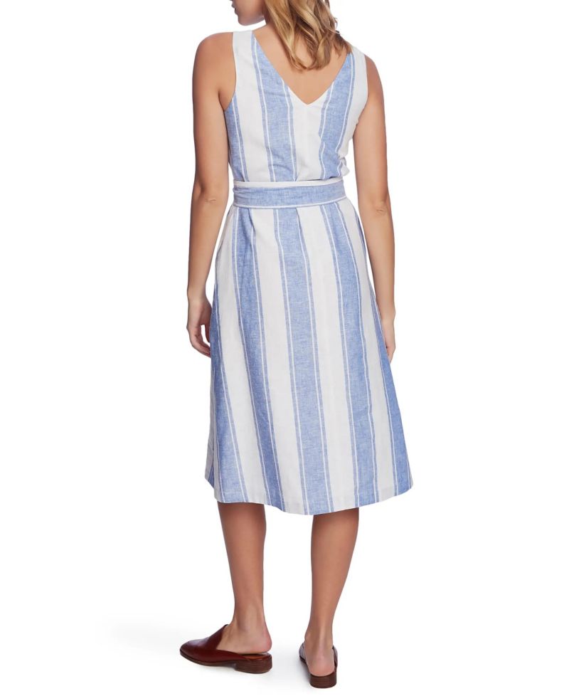 Women's Sleeveless V-neck Tie Waist Dress