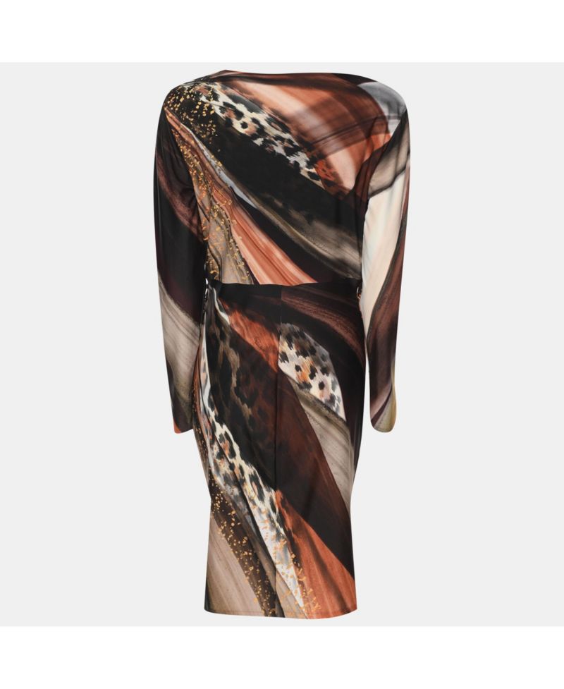 Women's Stretch Crepe Piercing Draped Midi Dress