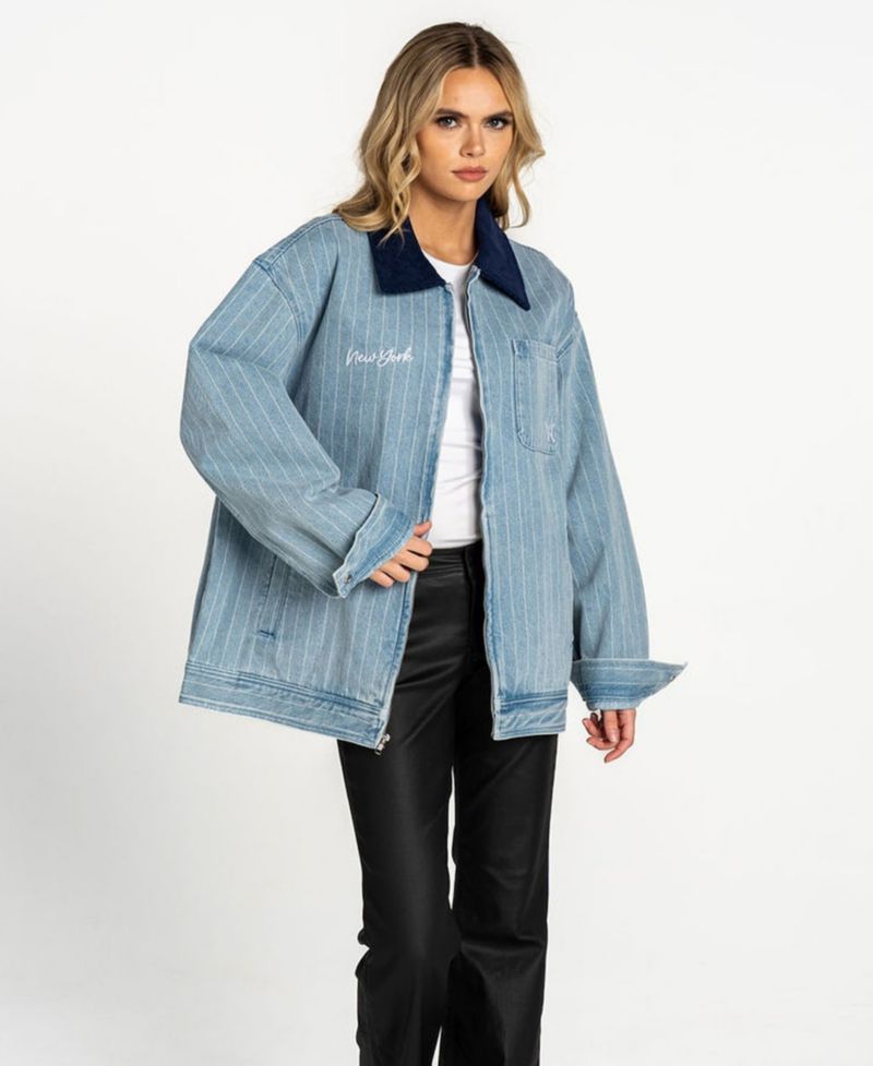Women's Denim New York Yankees Full-Zip Mechanic Jacket