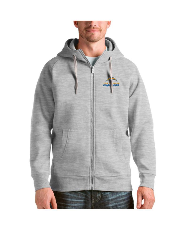 Men's Heather Gray Los Angeles Chargers Victory Full-Zip Hoodie
