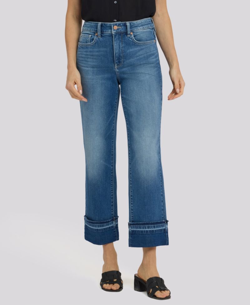 Petite Bailey Relaxed Straight Jeans with Hem Detail and Lift Tuck Technology