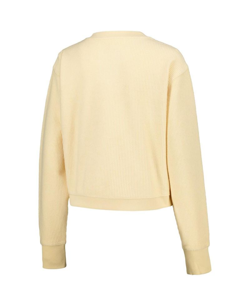 Women's Cream Wisconsin Badgers Timber Cropped Pullover Sweatshirt