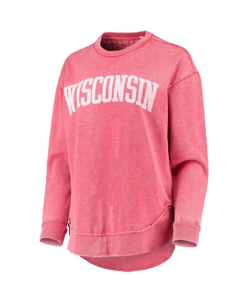 Women's Red Wisconsin Badgers Vintage-Like Wash Pullover Sweatshirt
