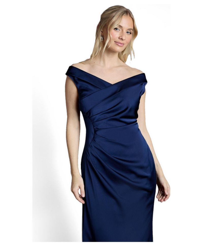 Women's Satin Bardot Maxi Dress