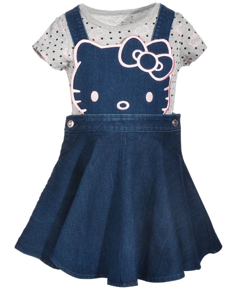 Girls' 4-6X Short-Sleeve T-Shirt and Denim Dress, 2-Piece Set