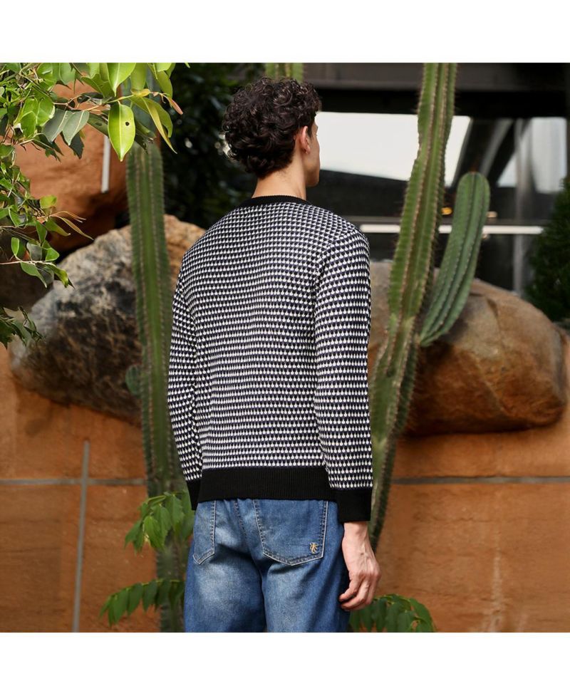 Men's Contrast-Jacquard Knit Pullover Sweater