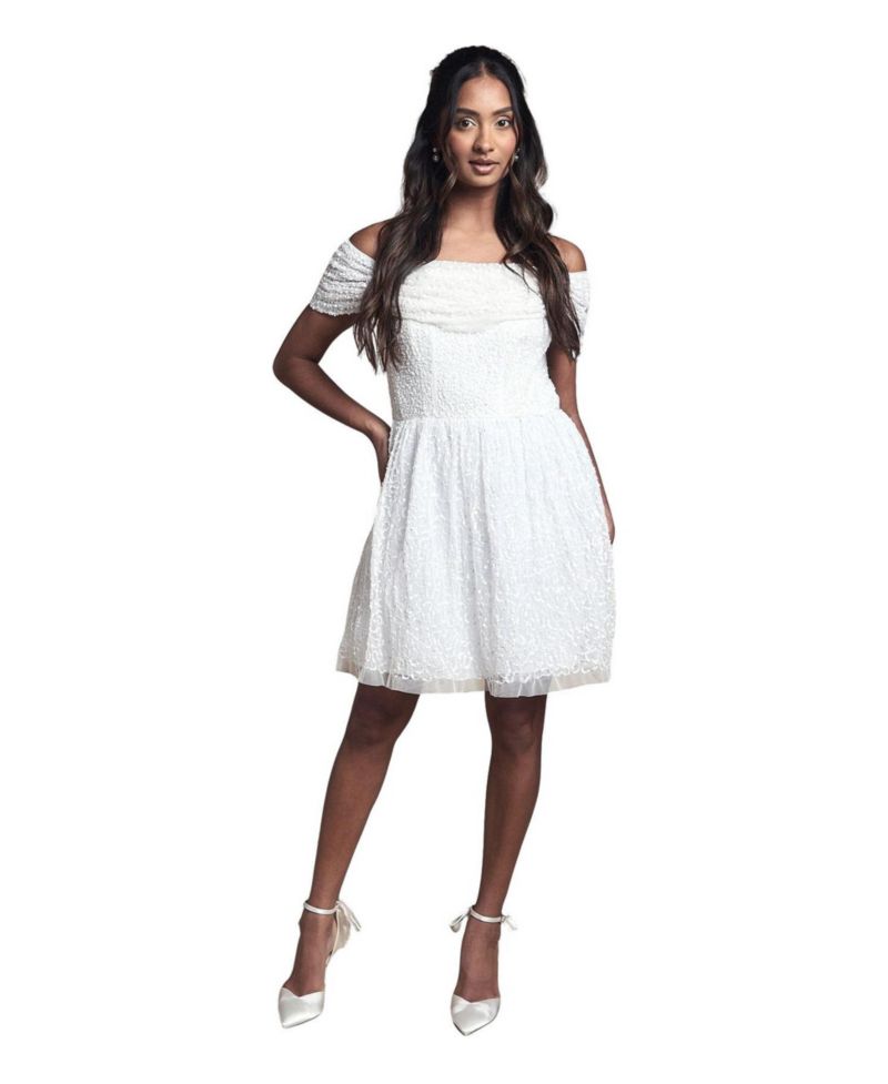 Women's Bardot Embellished Bridal Mini Dress