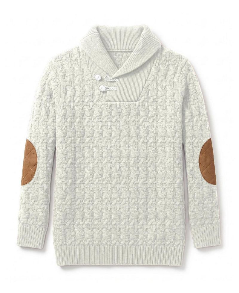 Little Boys (5-7)Organic Shawl Collar Cable Sweater with Elbow Patches