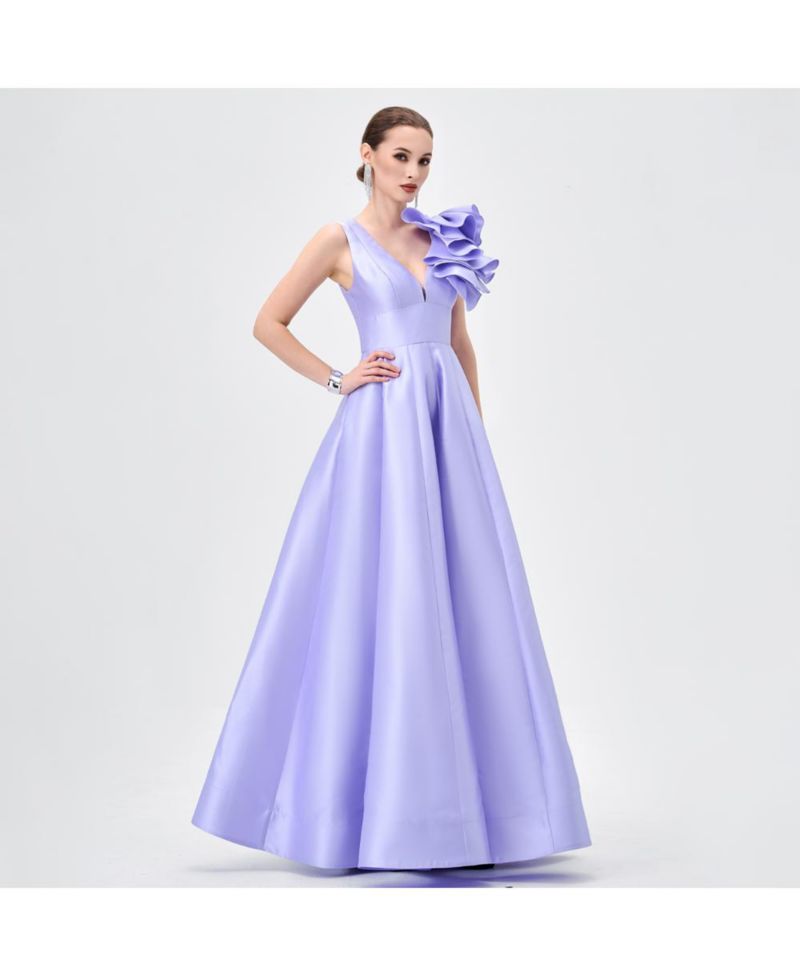 Women's Mirella V Neck Ruffle Gown