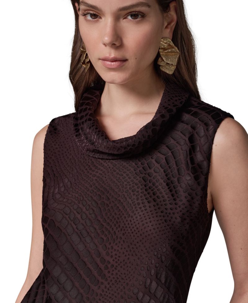 Women's Snake-Print Sleeveless Cowl-Neck Blouse