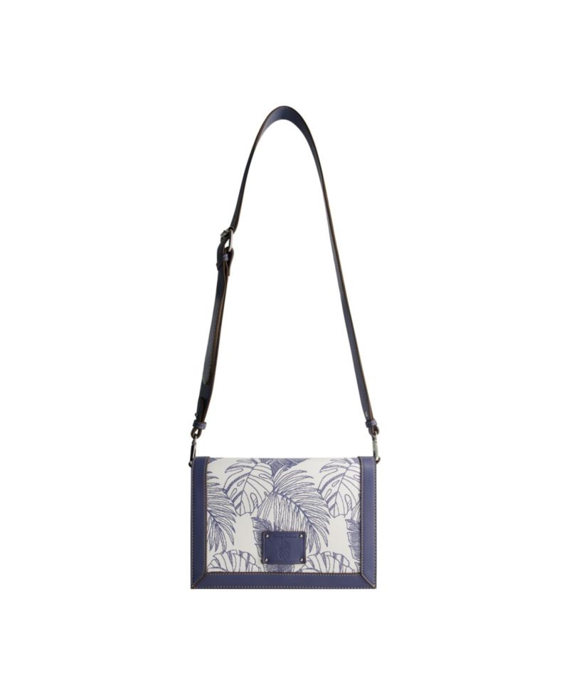 Graphic Leaf Print City Messenger Bag