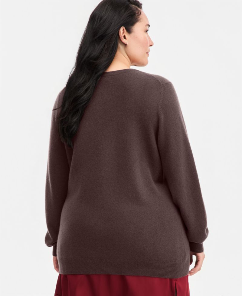 100% Cashmere Women's Petite Long-Sleeve Crewneck Sweater