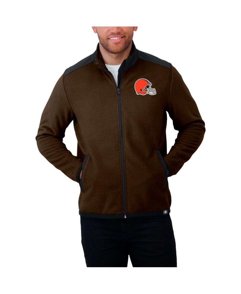 Darius Rucker Collection by Men's Brown Cleveland Browns Color Block Polar Fleece Full-Zip Jacket