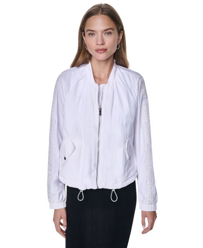 Women's Logo Trim Rumpled Bomber Tech Jacket