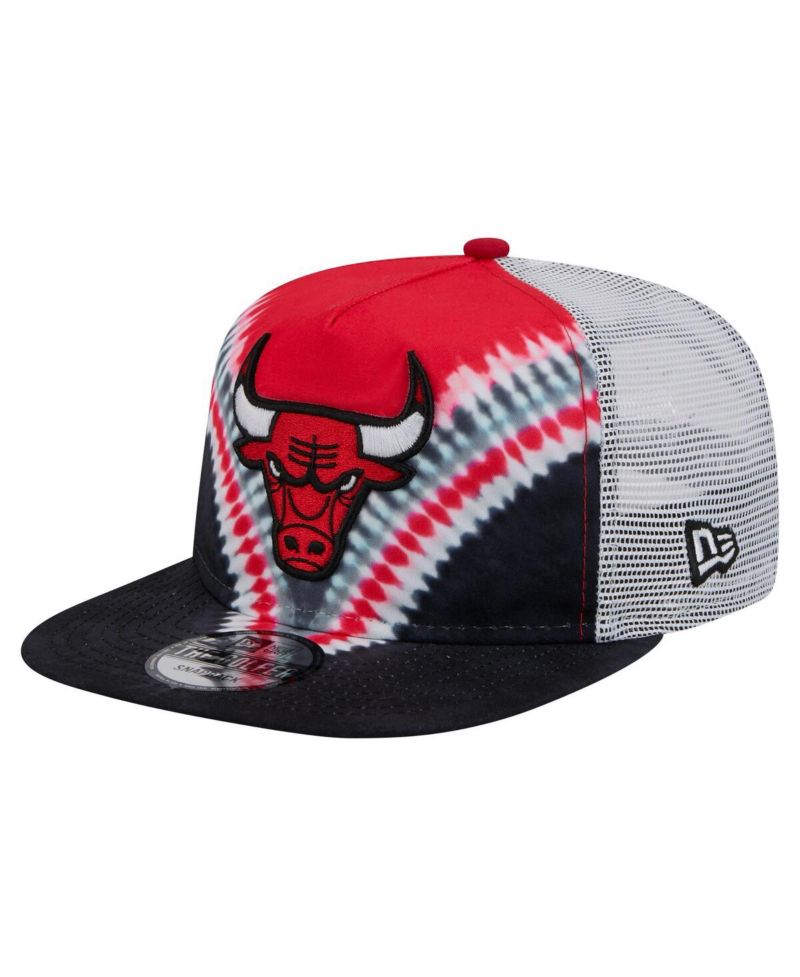 Men's Black/Red Chicago Bulls Throwback Dye Golfer Snapback Hat