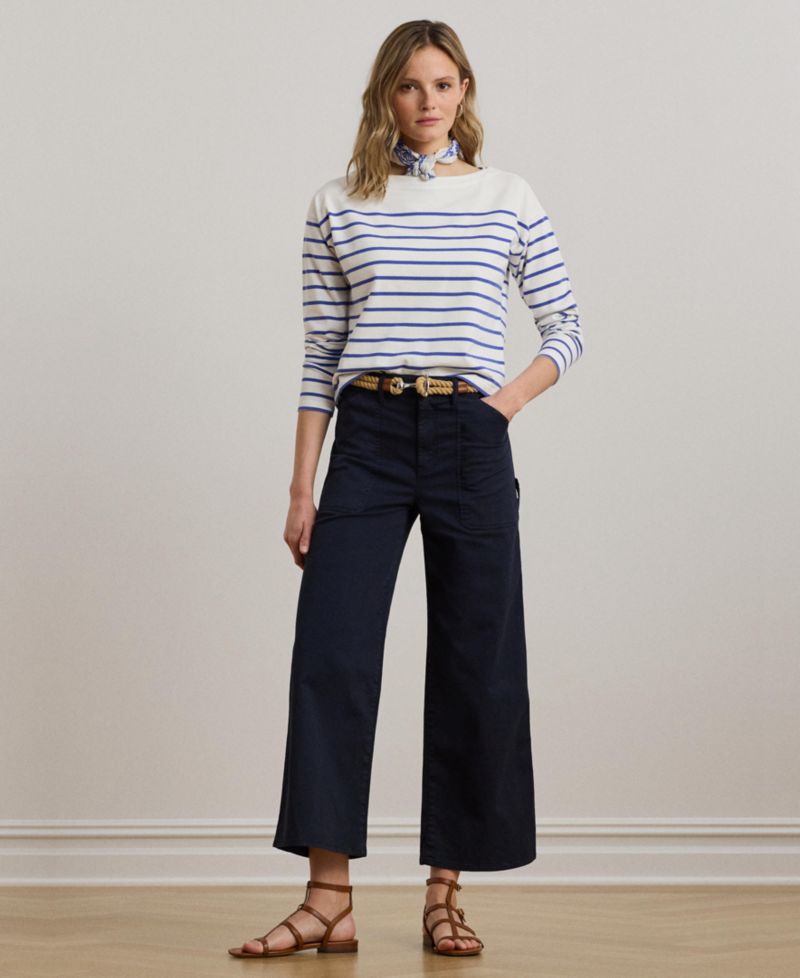 Women's Stretch Chino Wide-Leg Cropped Pants