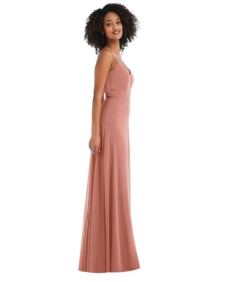 Women's Tie-Back Cutout Maxi Dress with Front Slit