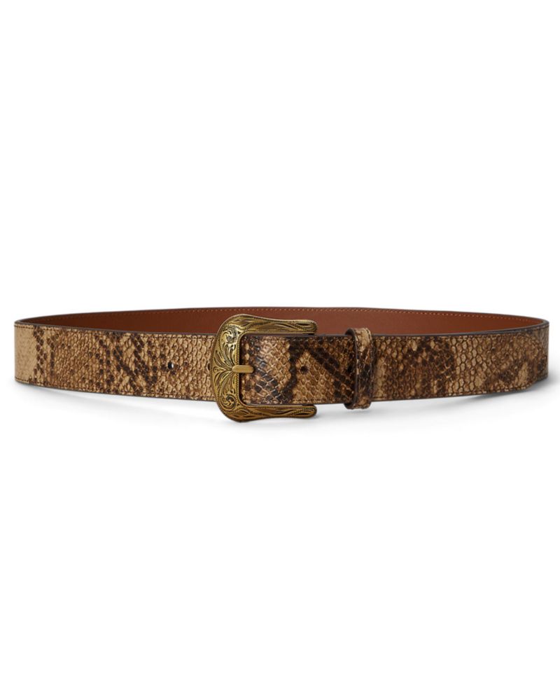 Python Embossed Leather Belt