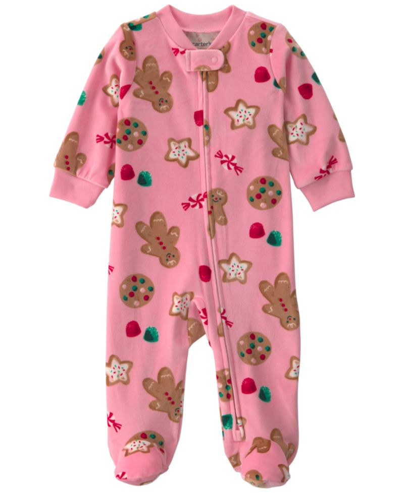Baby Girls' Gingerbread Footed 2-Way Zip Sleep & Play Pajamas