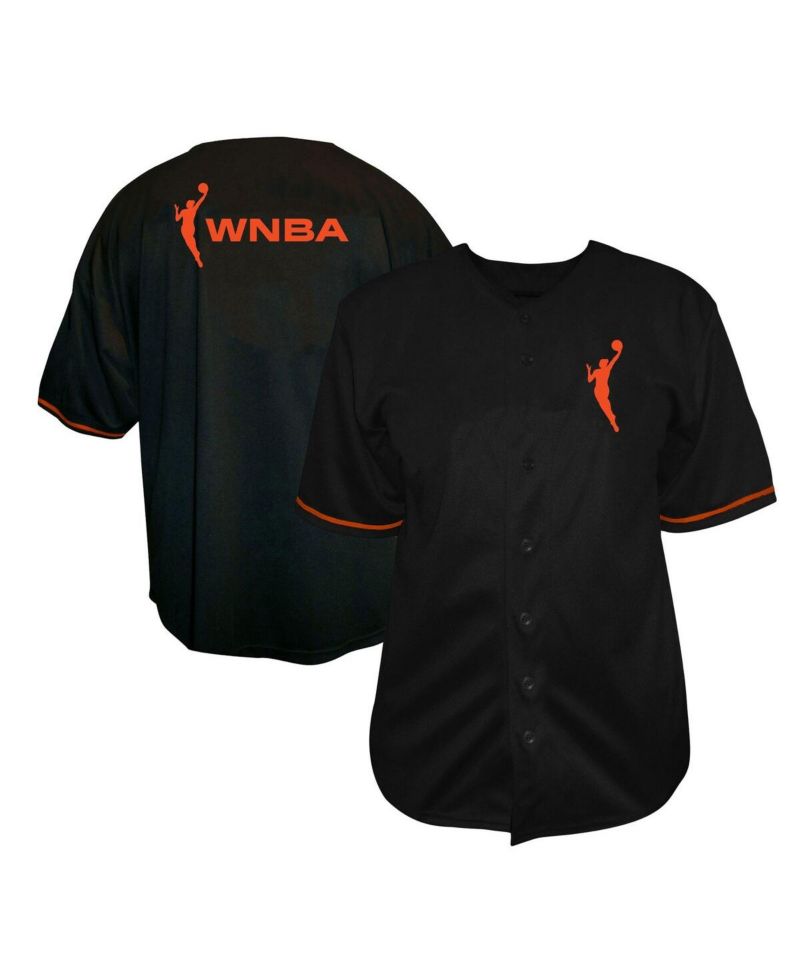 Men's Black WNBA Big & Tall Full-Button Fashion Jersey
