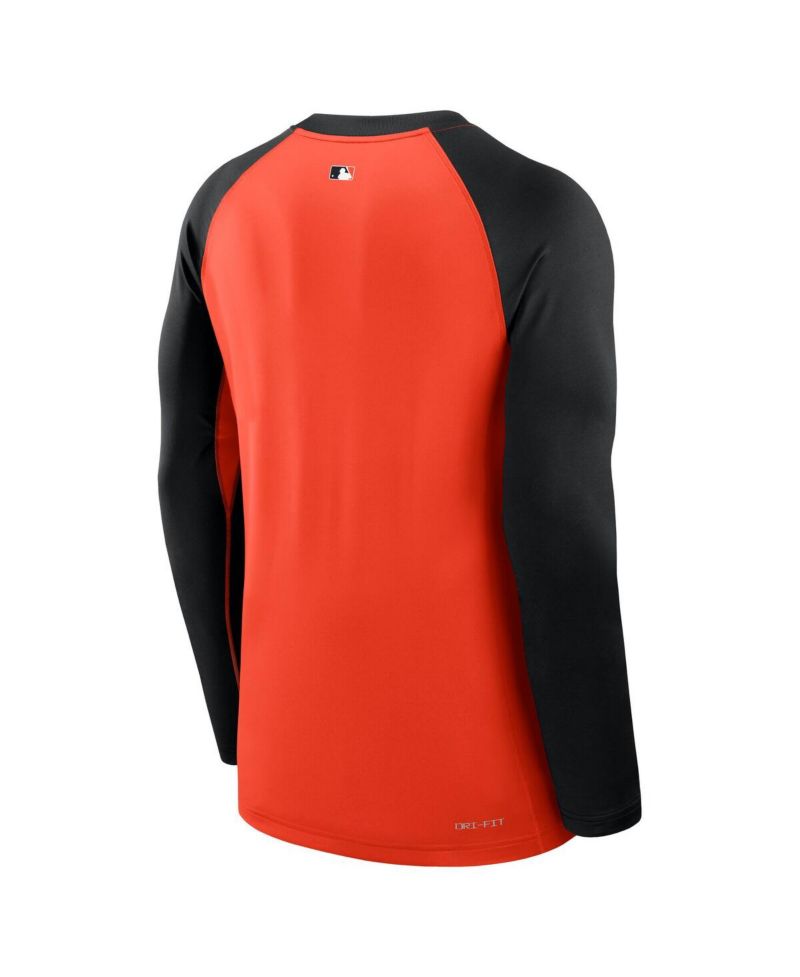 Men's Orange/Black Baltimore Orioles Authentic Collection Game Time Raglan Performance Long Sleeve T-Shirt