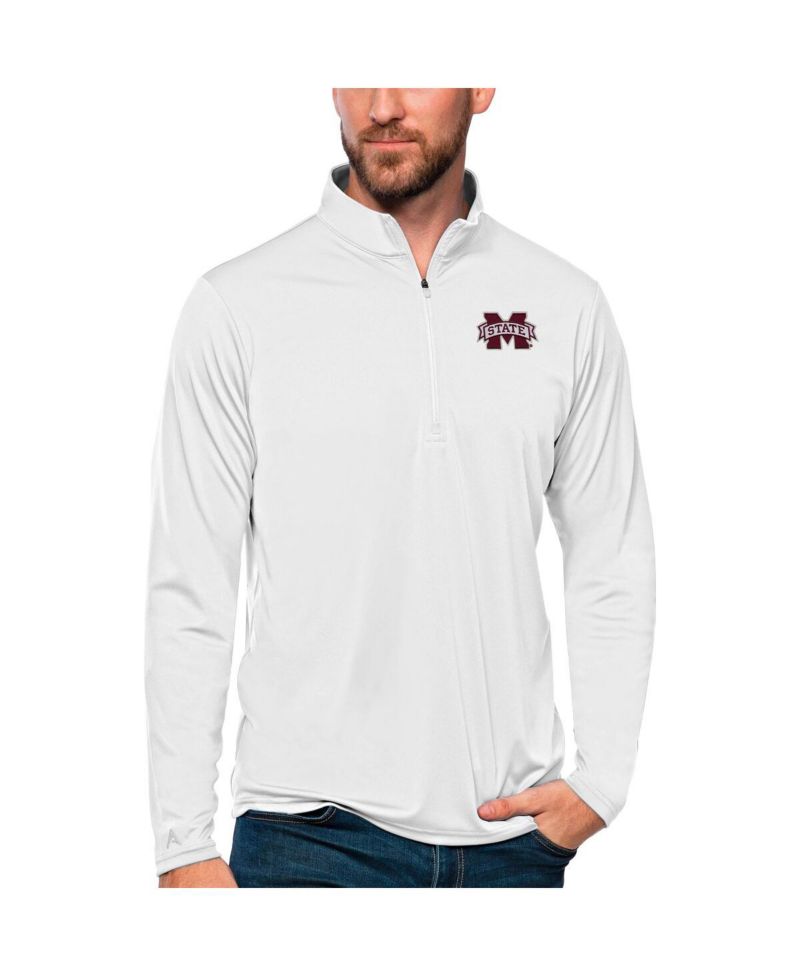 Men's White Mississippi State Bulldogs Tribute Quarter-Zip Top